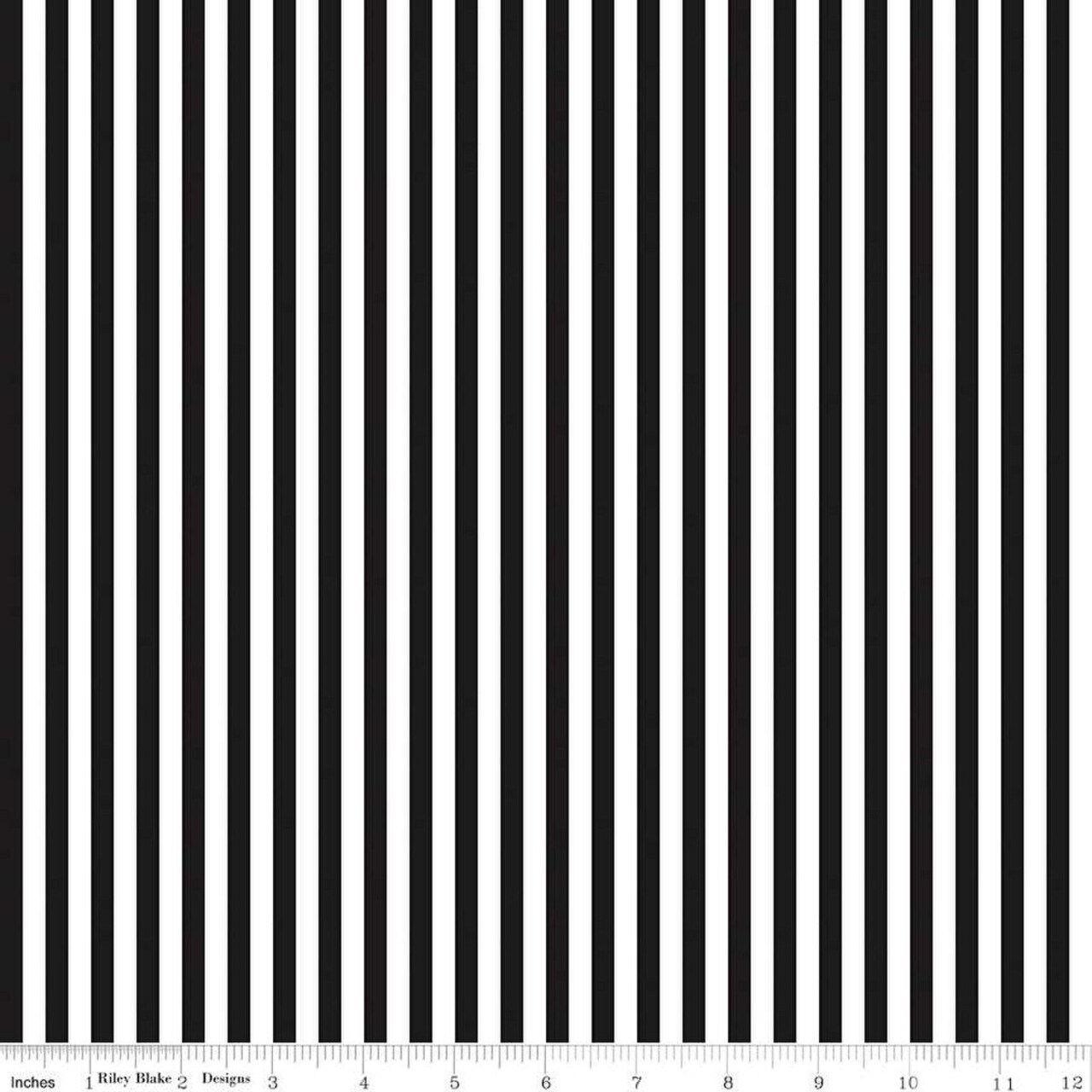 Fabric Riley Blake Basics White/Black 1/4" Stripes by the Quarter Yard C555-BLACK